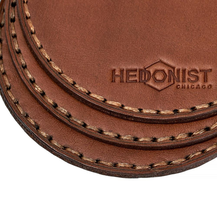 Handmade Leather Coaster Set Whisky Close | Hedonist Chicago