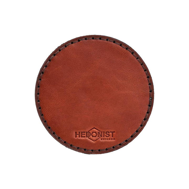 Handmade Leather Coasters Light Mahogany Single | Hedonist Chicago