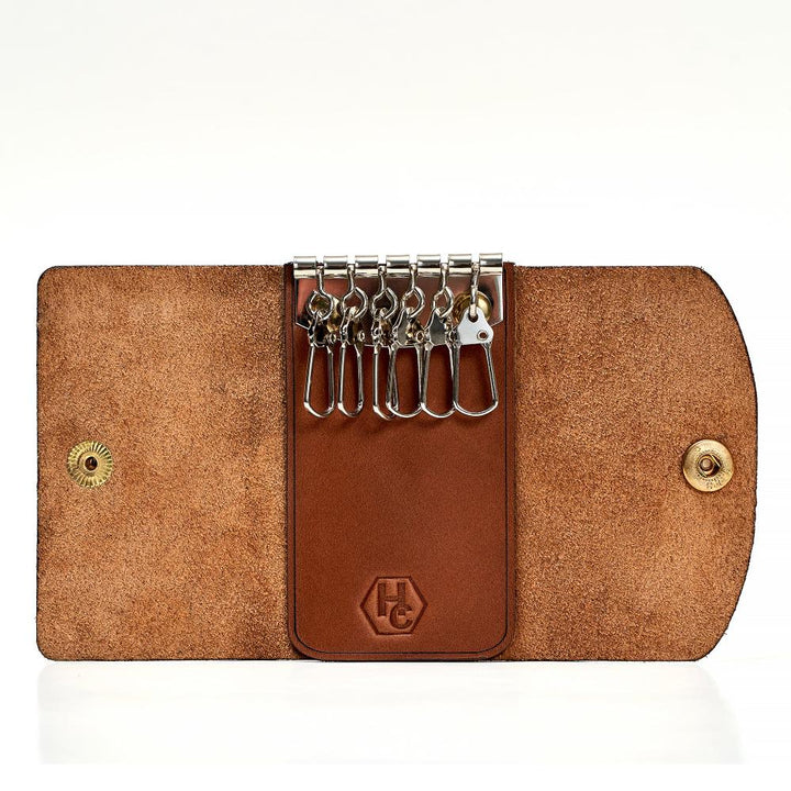 Handmade Leather Key Holder Red Brick Open | Hedonist Chicago