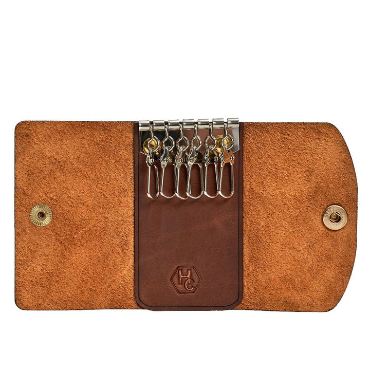 Handmade Full Grain Leather Key Holder Whisky Open | Hedonist Chicago