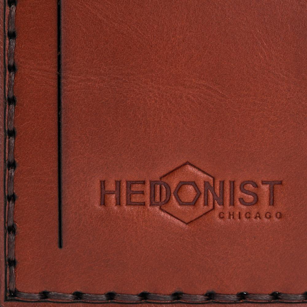 Handmade Leather Luggage Tag Light Mahogany Close | Hedonist Chicago