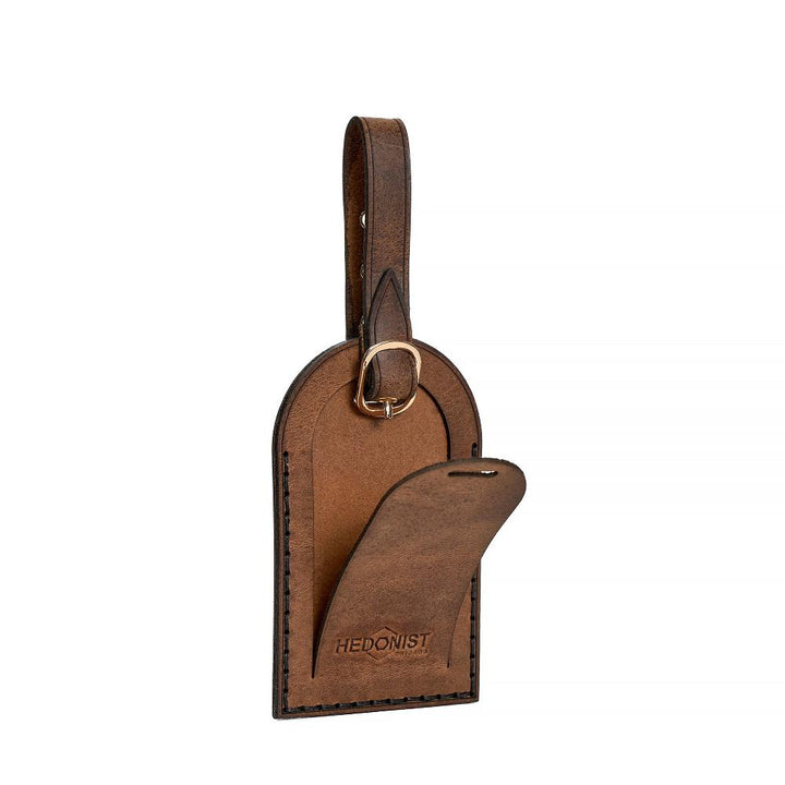 Handmade Leather Luggage Tag Whisky Pull Up