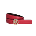 Women's Pink-Red / Black Leather Belt 1.3" Reversible