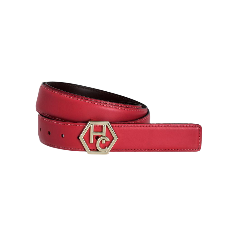 Women's reversible design leather belt - pink - Hedonist Chicago - premium women's leather accessory