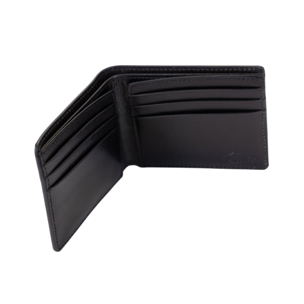 Mens black leather wallet - compact and stylish bifold design
