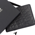Black Croc-Embossed Leather Wallet for Men - gift for him