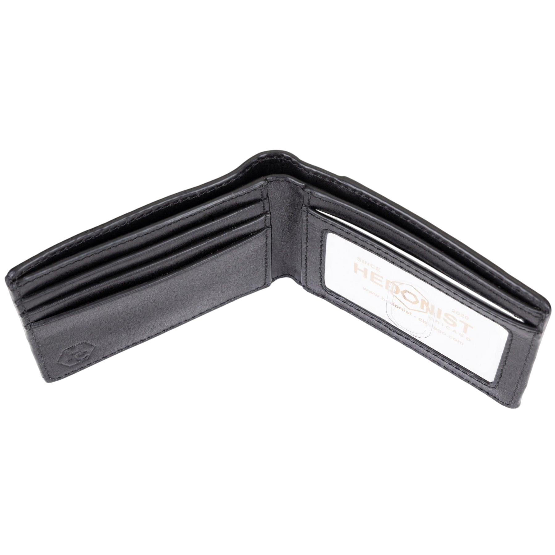 Black Croc-Embossed Leather Wallet for Men - ID window wallet