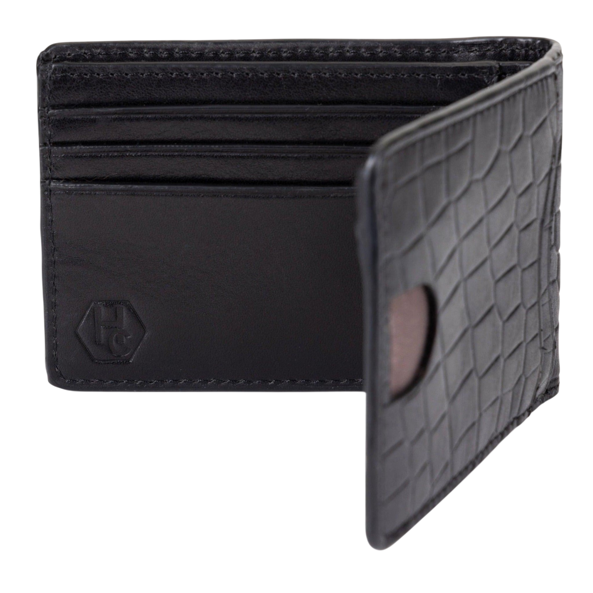Black Croc-Embossed Leather Wallet for Men - best wallet for men