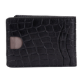 Black Croc-Embossed Leather Wallet for Men - Quick Acceess to the Cards