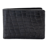 Black Croc-Embossed Leather Wallet for Men