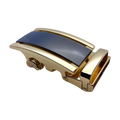 Black and gold ratchet buckle 1.38 inch angled profile photo | Hedonist Chicago