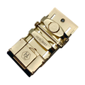 Black and gold ratchet buckle 1.38 inch back locking detail | Hedonist Chicago