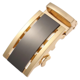 Black and gold ratchet belt buckle 1.38 inch elegant front view | Hedonist Chicago