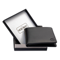 Genuine leather wallet for men - sleek black minimalist style