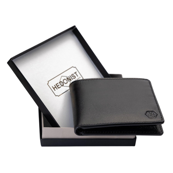 Genuine leather wallet for men - sleek black minimalist style