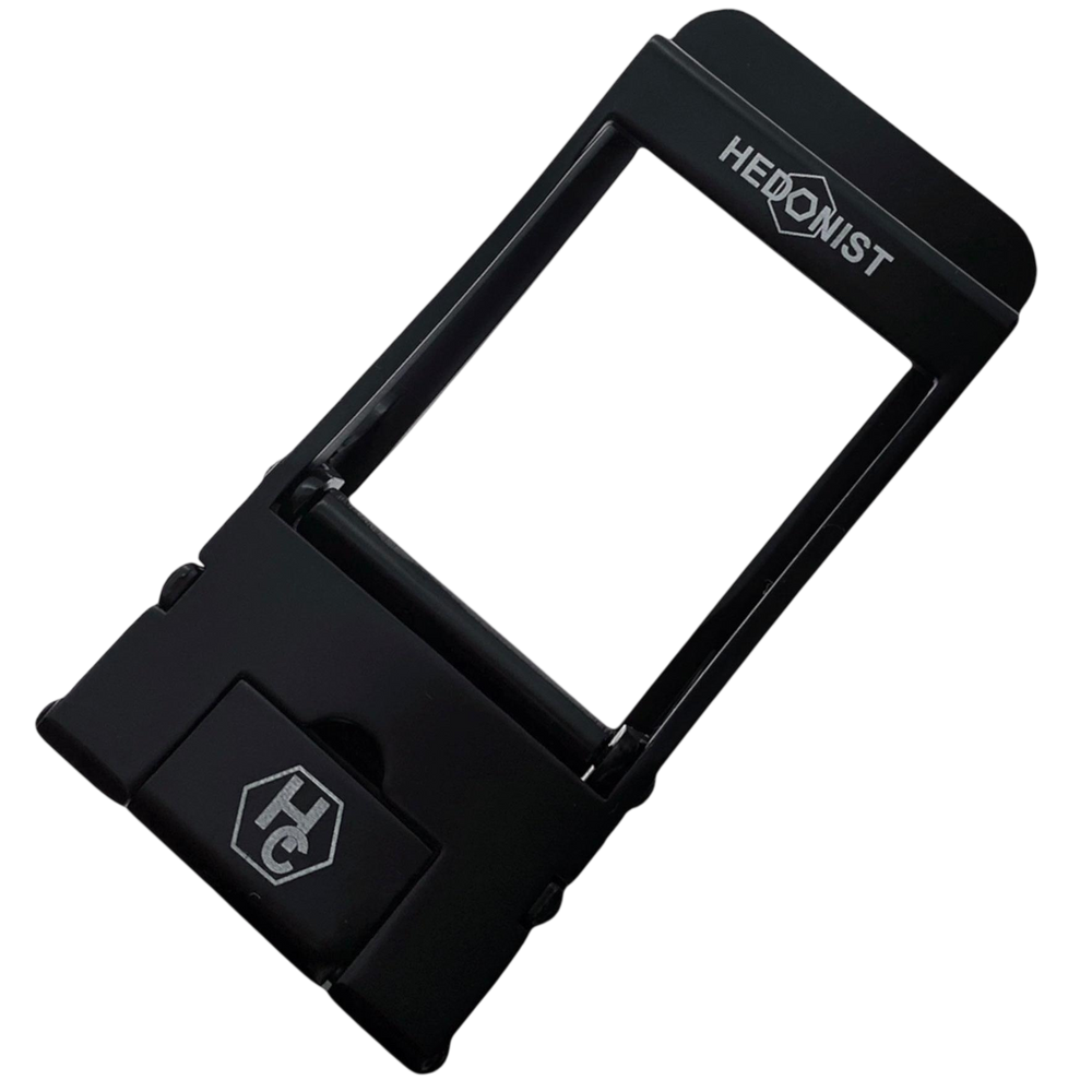 Black ratchet belt buckle 1.38 inch front display photo | Hedonist Chicago