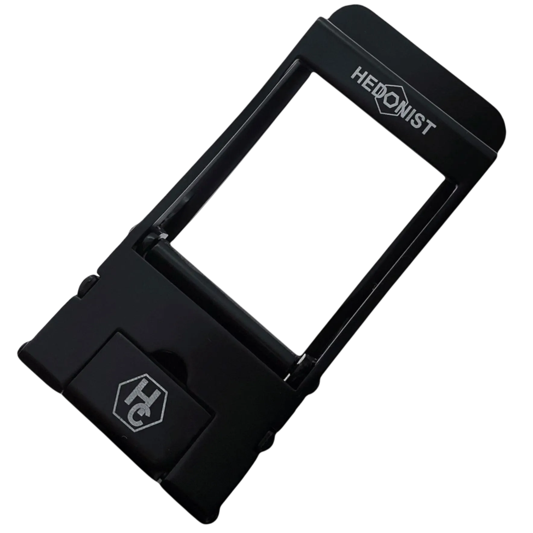 Black ratchet belt buckle 1.38 inch front display photo | Hedonist Chicago