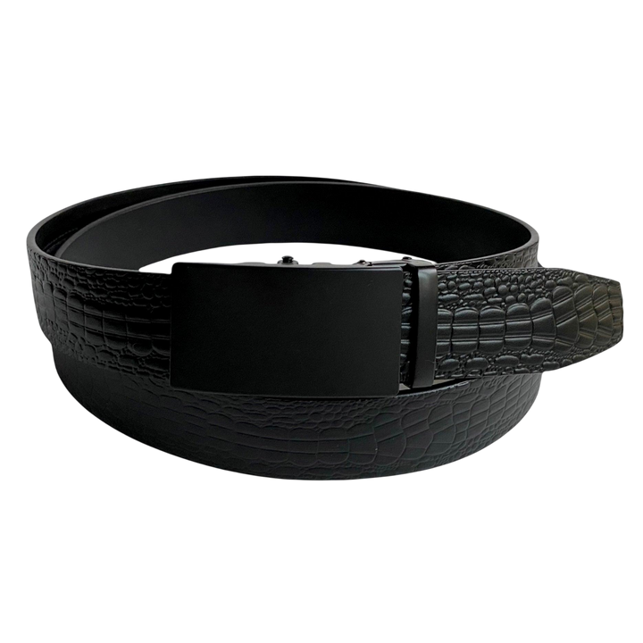 Black Automatic belt buckle 1.38" , front view, for ratchet leather belts by Hedonist Chicago
