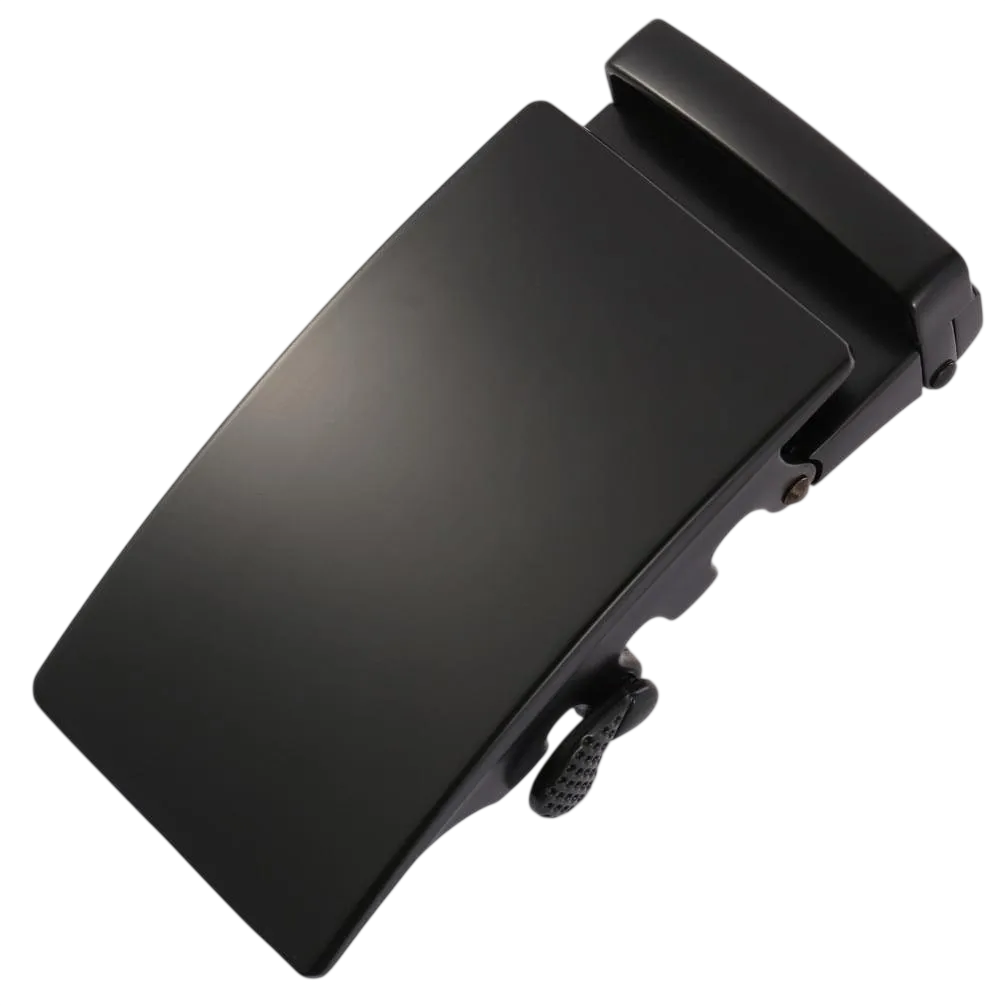 Plate black ratchet belt buckle 1.38 inch matte front display | Hedonist Chicago