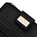 RFID-safe black wallet for women with passport pocket