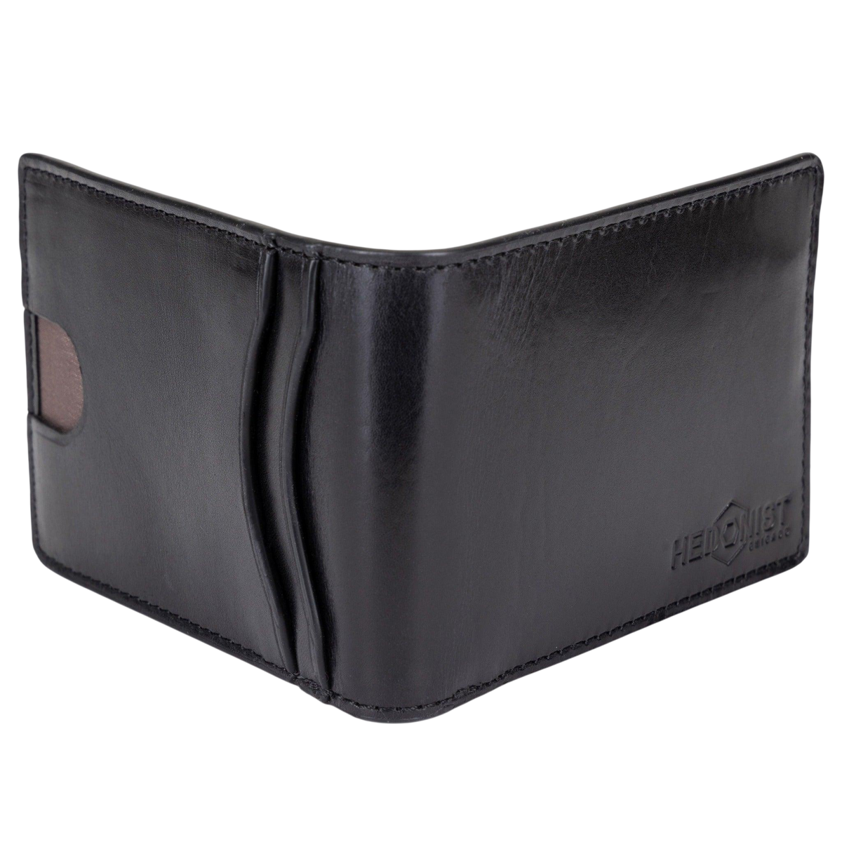 Men's Black Slim Bifold Wallet by Hedonist Chicago - made od high- end leather .