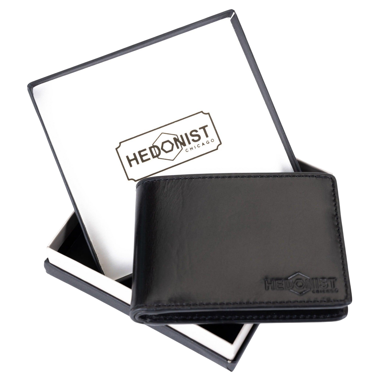 Men's Black Slim Bifold Wallet by Hedonist Chicago - affordable gift for a man.