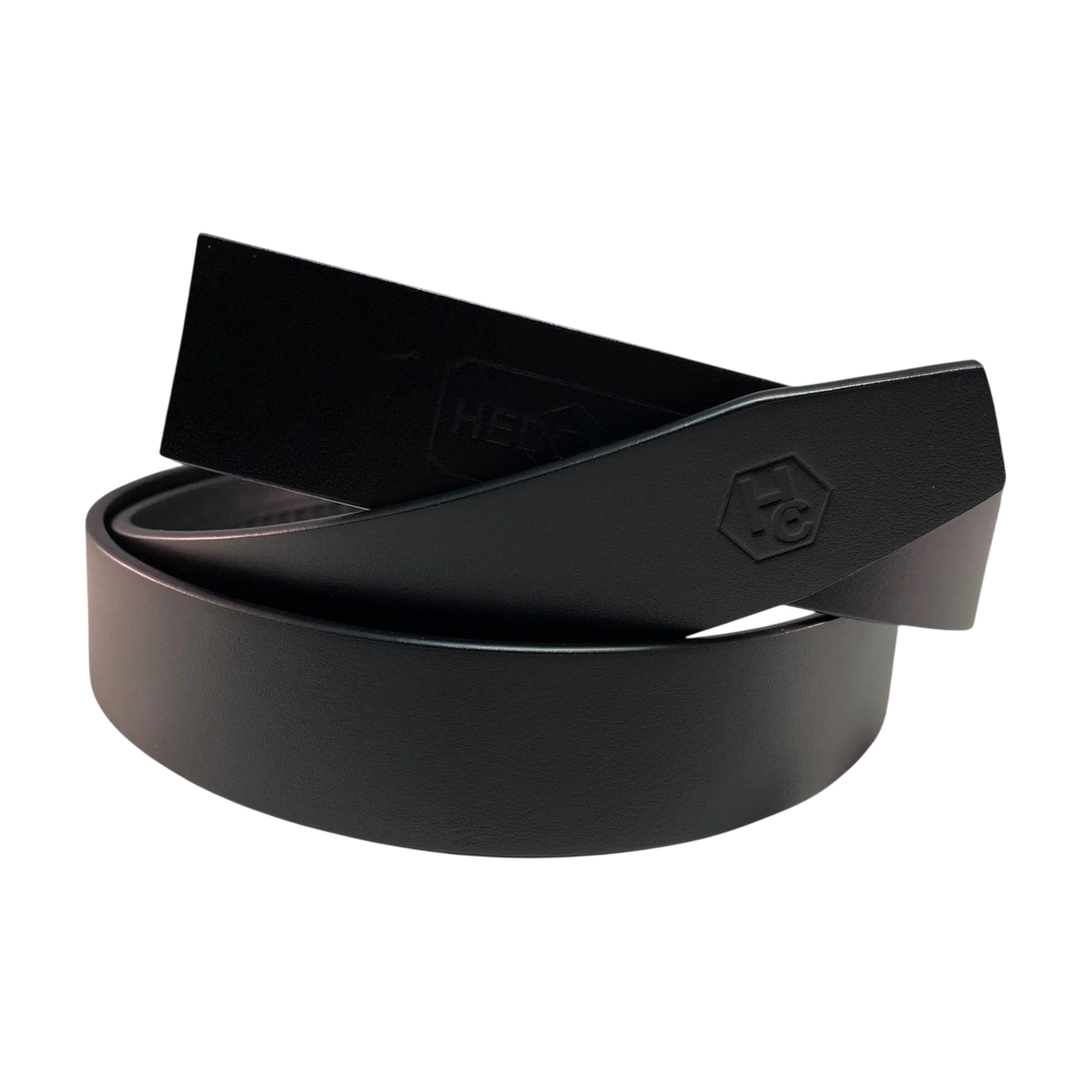 Black smooth leather belt strap 1.38 inch - Hedonist Chicago