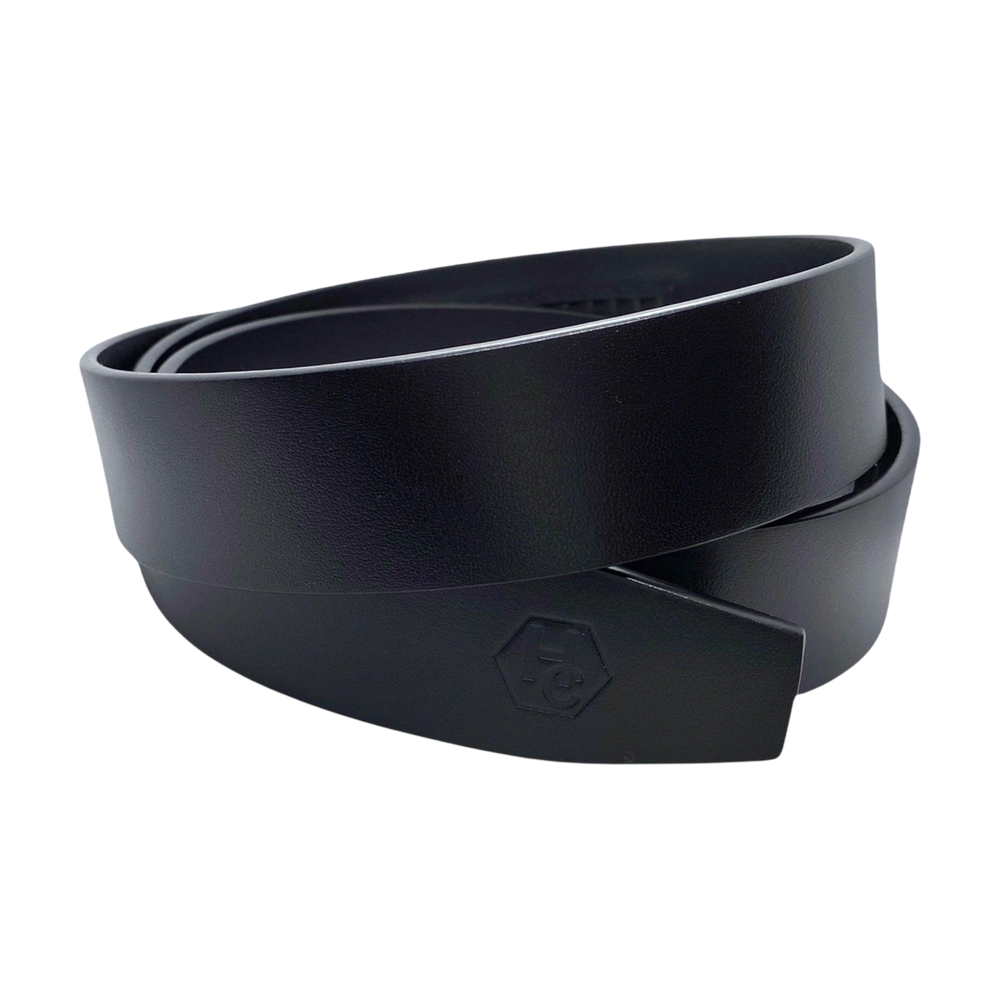 Black smooth leather belt strap 1.38 inch view 2 - Hedonist Chicago