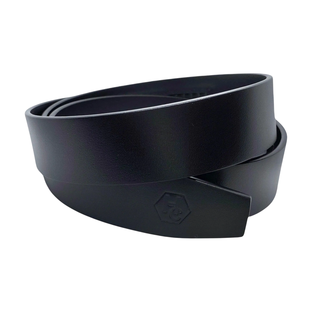 Black smooth leather belt strap 1.38 inch view 2 - Hedonist Chicago