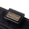 Traveler Black Long Travel Leather Wallet for Women snap