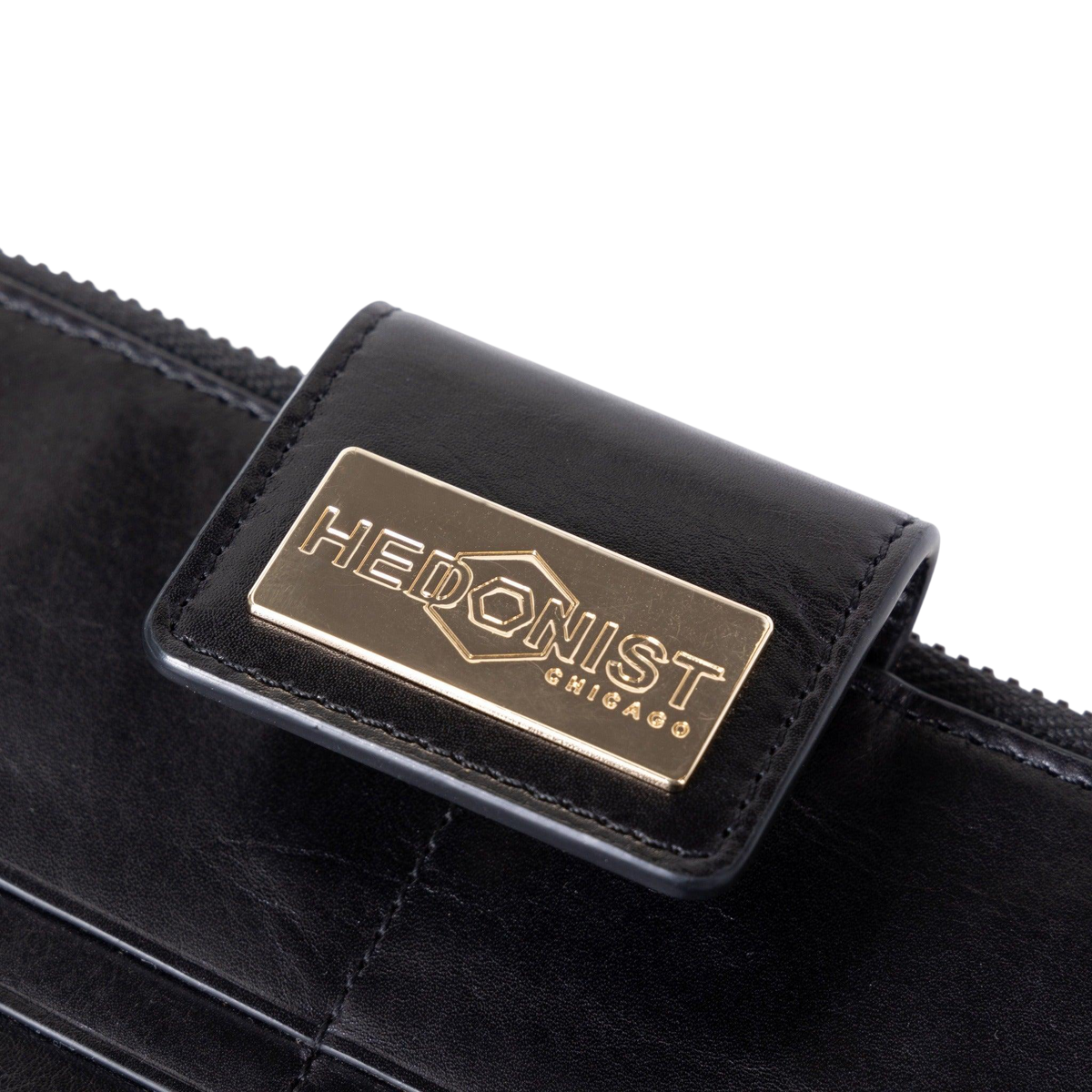 Traveler Black Long Travel Leather Wallet for Women snap