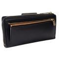 Black leather travel organizer wallet showing passport and ID holder