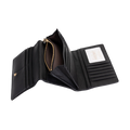 Women's Long Black Leather Wallet with Pebbled Finish by Hedonist Chicago Zipper