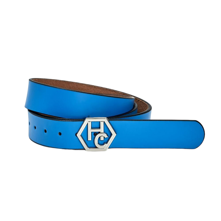 Women's seamless edge leather belt - sky blue - Hedonist Chicago - premium women's leather accessory (1.3")