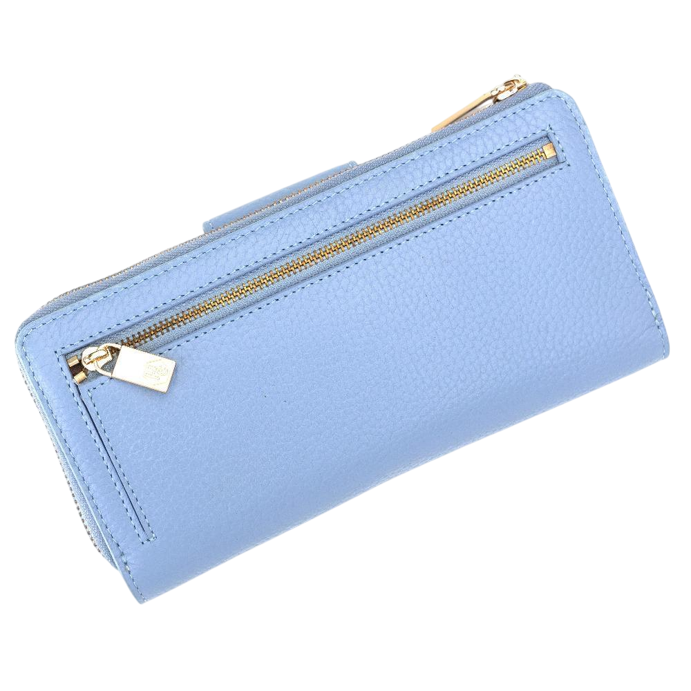 Blue Wallet for Women - Pebbled Leather | Hedonist Chicago | back view