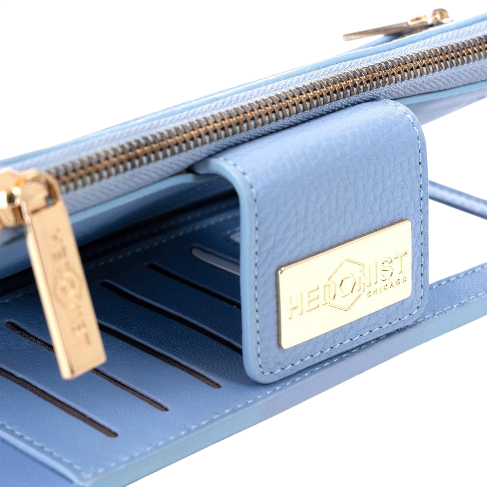 Blue Wallet for Women - Pebbled Leather | Hedonist Chicago | snap