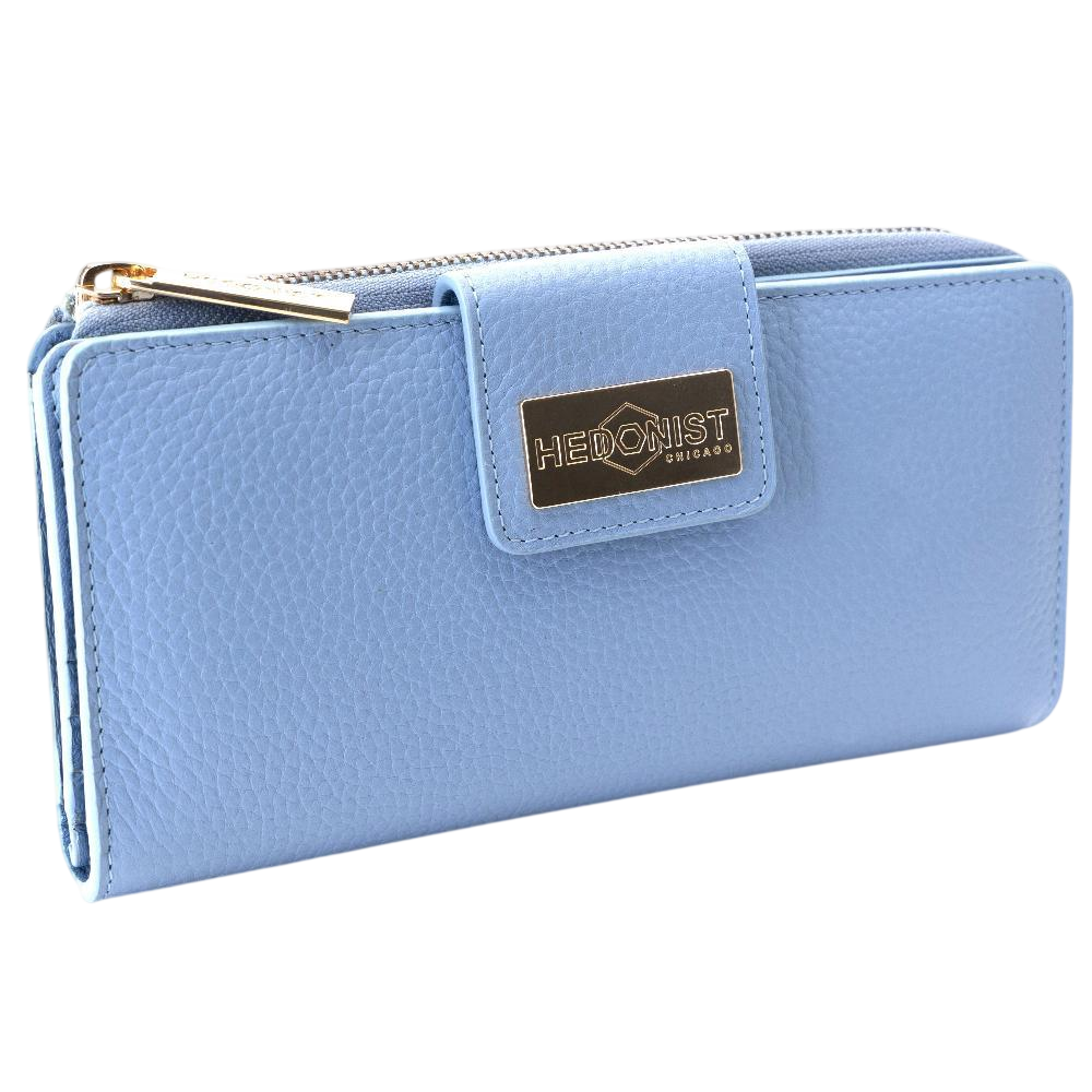 Blue Wallet for Women - Pebbled Leather | Hedonist Chicago | front view