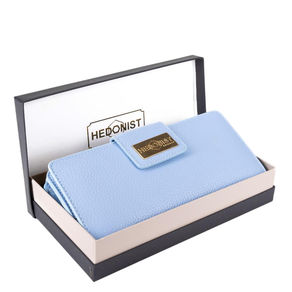 Blue Wallet for Women - Pebbled Leather|Hedonist Chicago | gift box