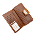 Hedonist Chicago brick passport case in brick, travel cover, full grain leather, detail view