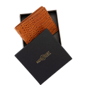 Bifold Brown Men's Wallet in Croc-Embossed Leather - branded gift box