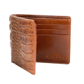 Bifold Brown Croc-Embossed Leather Wallet for Men - beautiful Venezia Leather inside