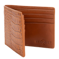 Bifold Brown Men's Wallet in Croc-Embossed Leather - elegant wallet for men