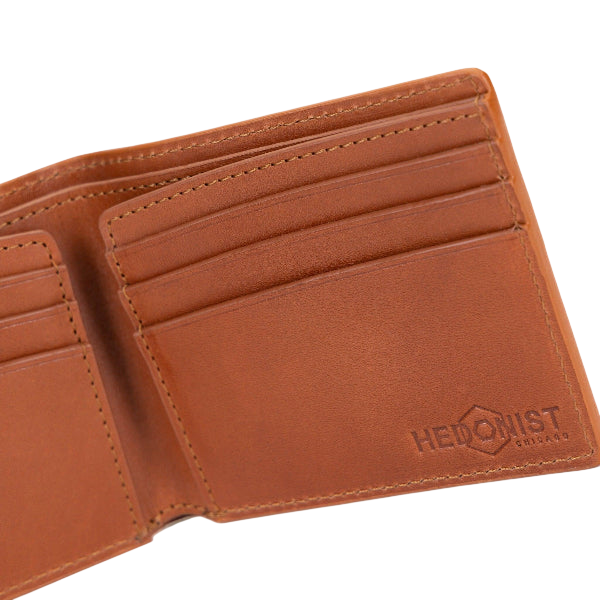 Bifold Brown Men's Wallet in Croc-Embossed Leather - stunning light brown leather