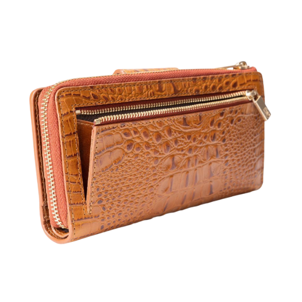 Croc-Embossed_Brown_Lether_Wallet_for_Women_Hedonist_Chicago | coin zipper