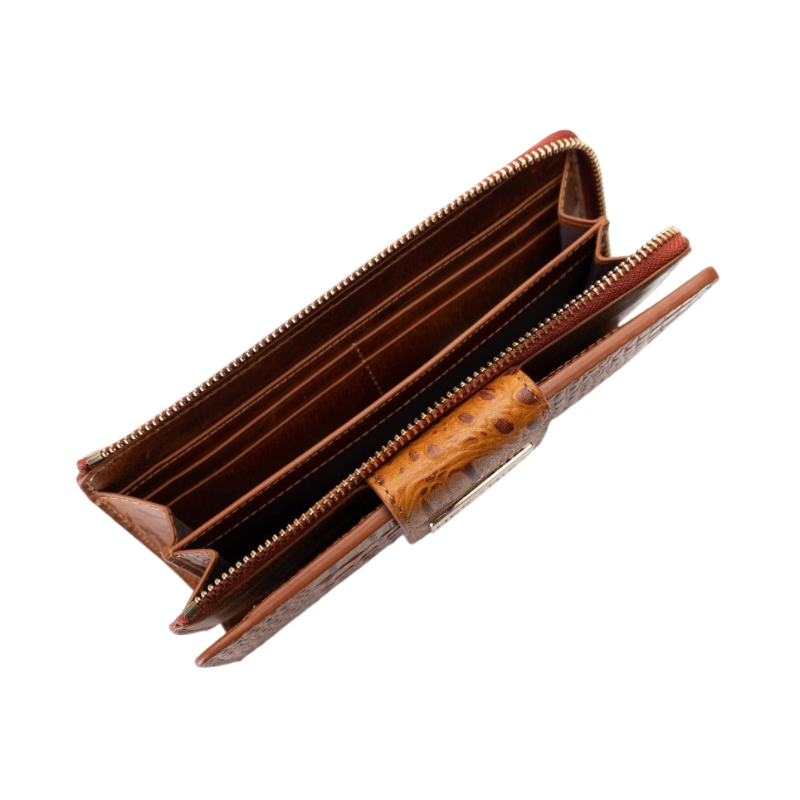 Croc Embossed Brown Leather Wallet For Women | Hedonist Chicago