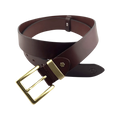 Brown extra durable leather belt strap 1.55 inch with buckle 02 view 3 - Hedonist Chicago
