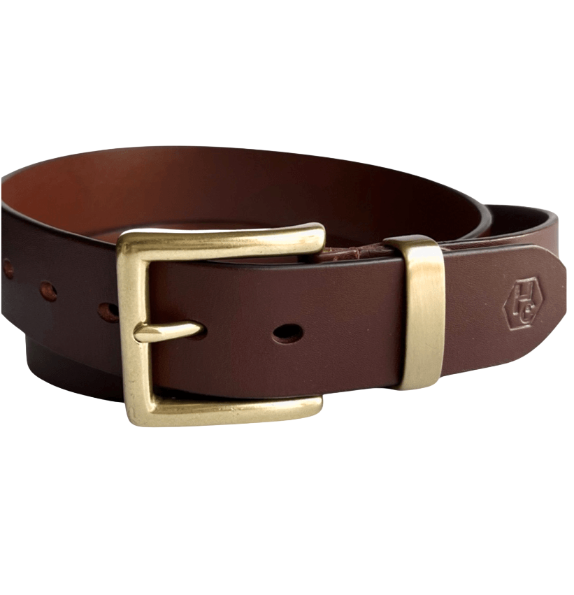 Brown extra durable leather belt strap 1.55 inch with buckle 02 view 4 - Hedonist Chicago