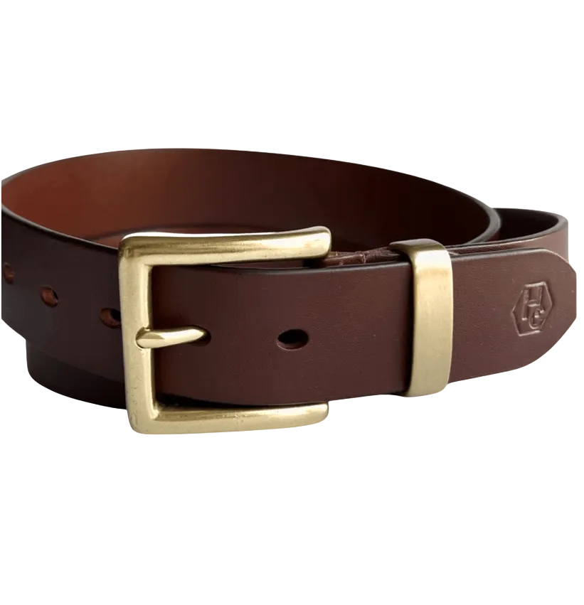 Brown extra durable leather belt strap 1.55 inch with buckle 02 view 4 - Hedonist Chicago