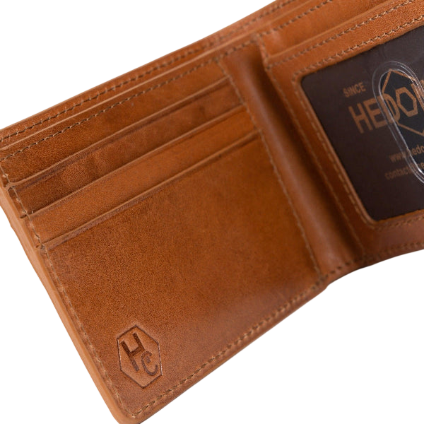 Men's Slim Brown Leather Wallet with ID Slot - Premium Leather