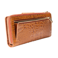 Hedonist Chicago women travel wallet, travel cover, full grain leather, angled view